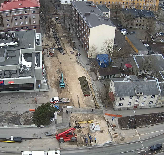 Fotol on torustikutööd Lauteri tänaval. Tallinna Vee foto.
